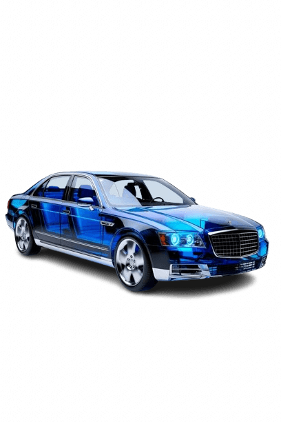 Стилизованное изображение легкового автомобиля из жидкого стекла